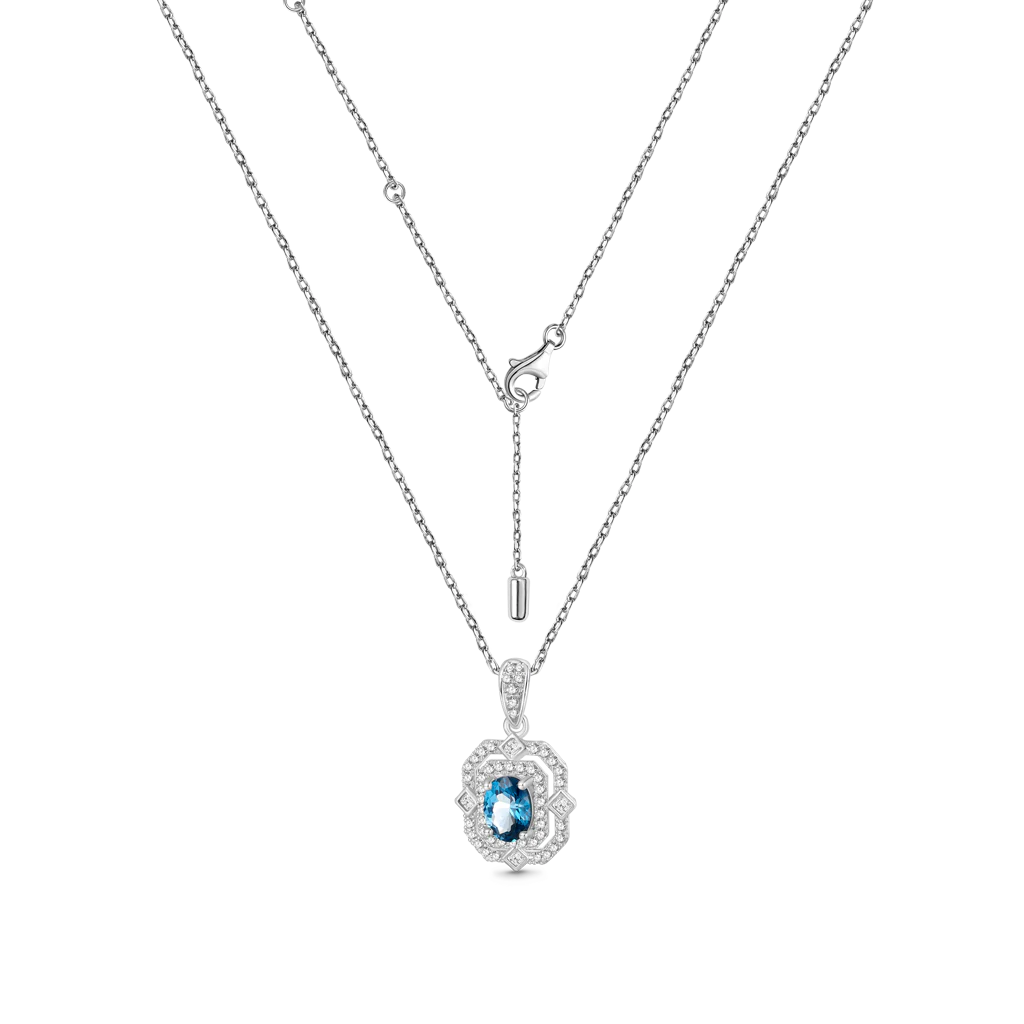Gnoce Oval London Blue Topaz Pendant Necklace - Image 3