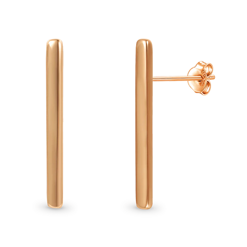 Gnoce Long Bar Studs Earrings Platinum-plated Silver Blend - Image 2