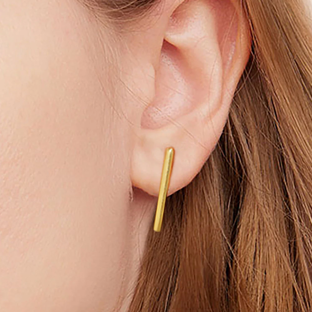 Gnoce Long Bar Studs Earrings Platinum-plated Silver Blend - Image 6