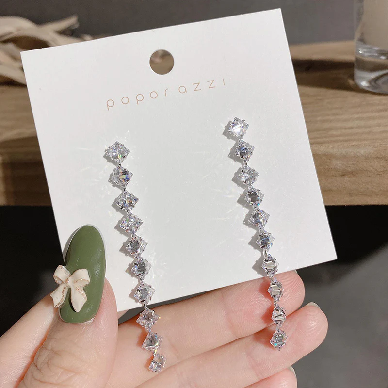 Gnoce Crystal Long Dangle Earrings - Image 3
