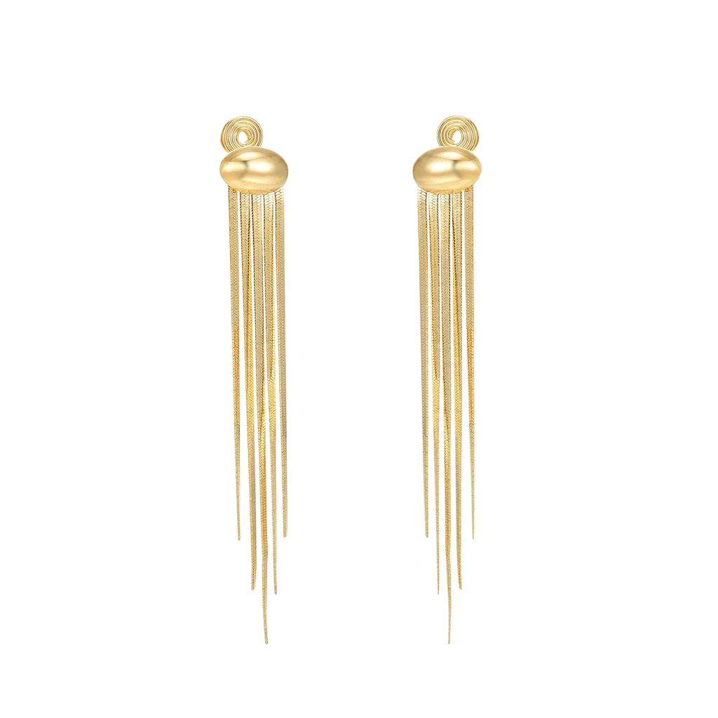 Gnoce Long Tassel Metal Bean Ear Clips