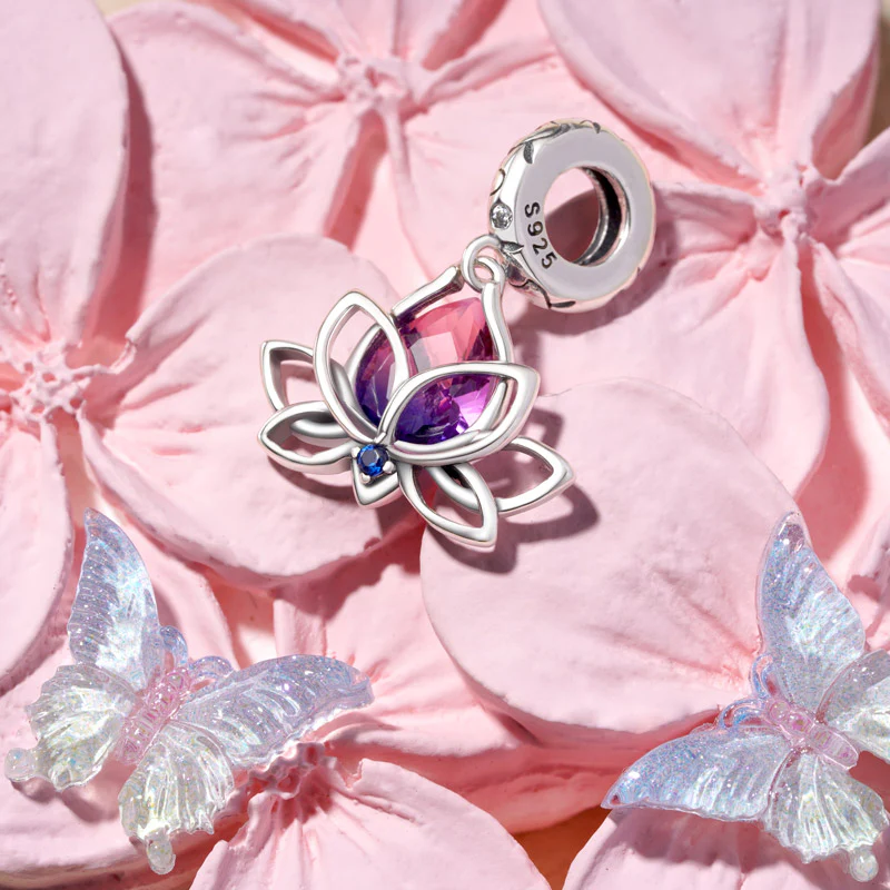 Gnoce Lotus Flower Pendant Dangle Charm - Image 3