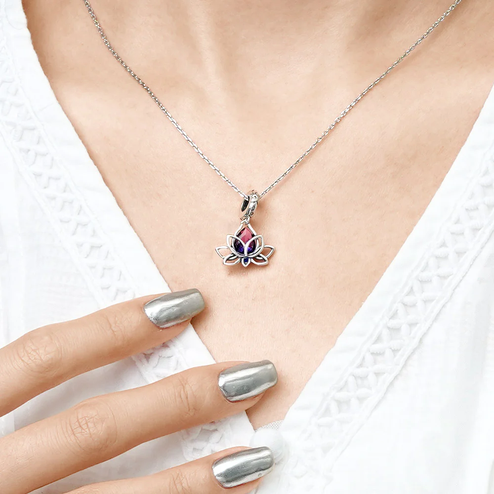 Gnoce Lotus Flower Pendant Dangle Charm - Image 7