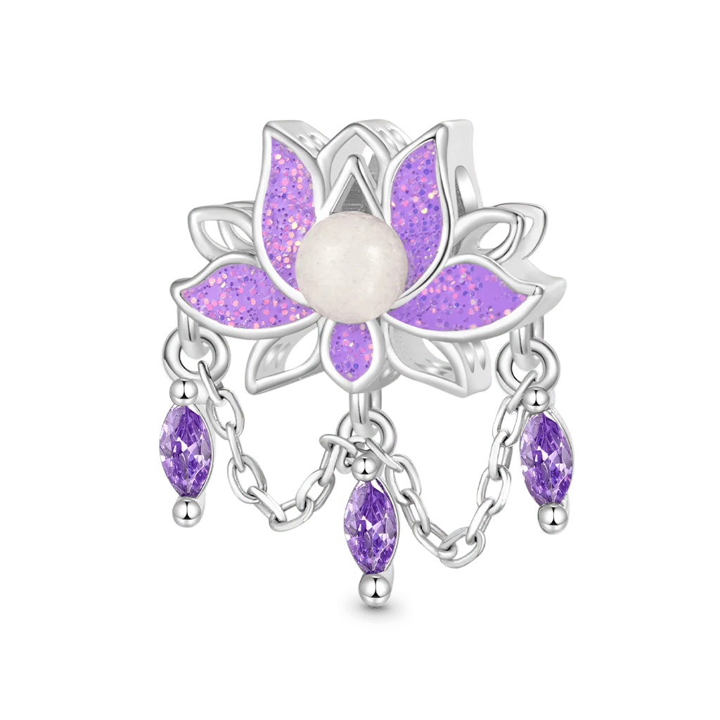 Gnoce Lotus Flower Glow-in-the-Dark Charm Platinum-plated Silver Blend - Image 2