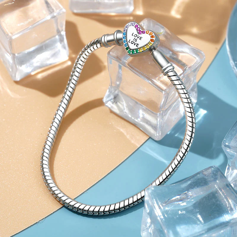 Gnoce Love is Love Snake Chain Bracelet Platinum-plated Silver Blend - Image 3