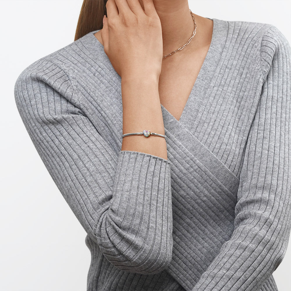 Gnoce Love is Love Snake Chain Bracelet Platinum-plated Silver Blend - Image 4