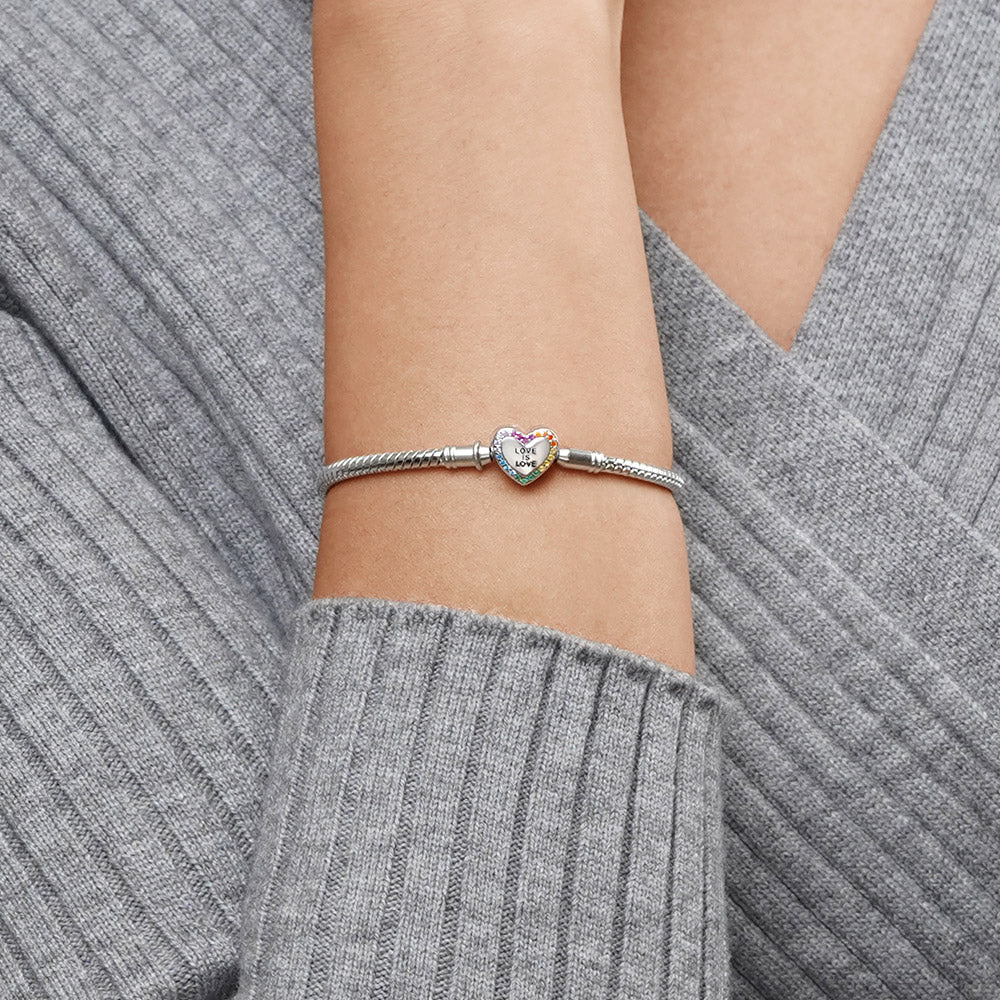 Gnoce Love is Love Snake Chain Bracelet Platinum-plated Silver Blend - Image 5