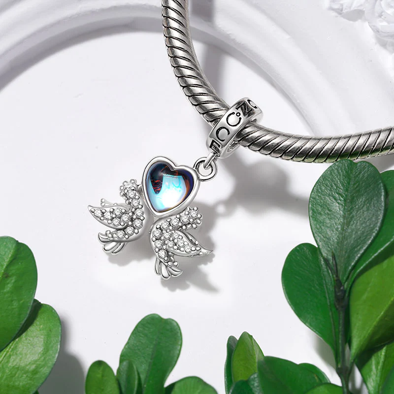Gnoce Love Birds Moonstone Pendant Dangle Charm - Image 3