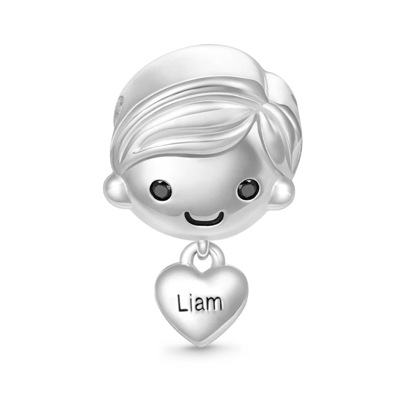 Gnoce Love Little Boy Engravable Charm Platinum-plated Silver Blend - Image 3
