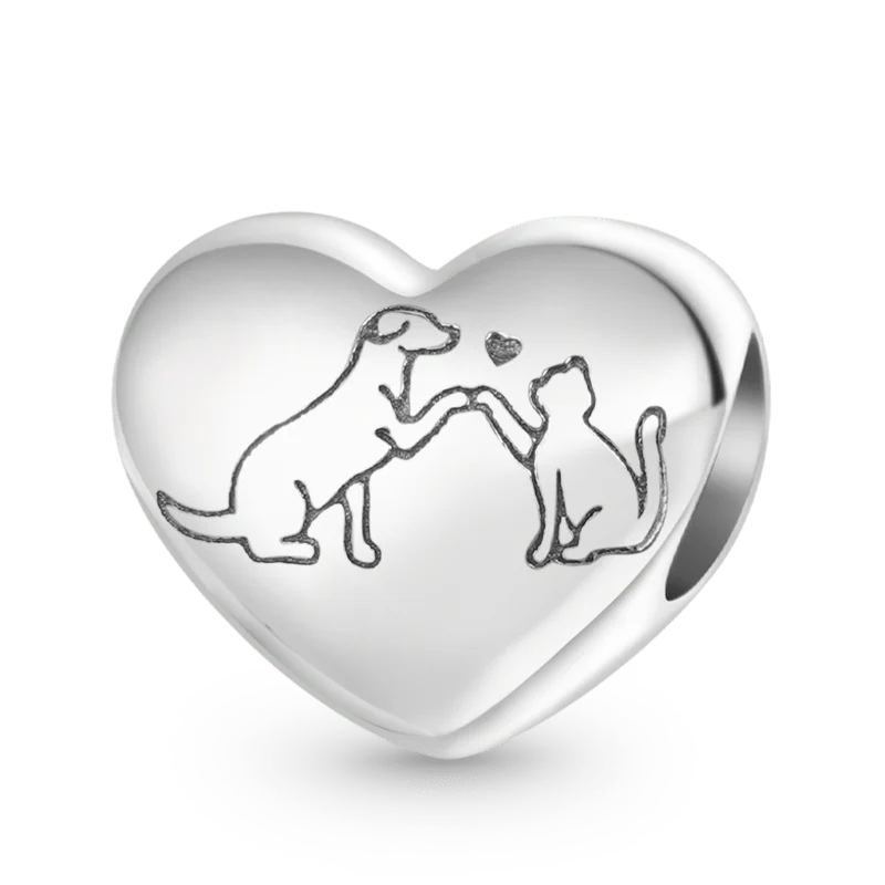 Gnoce Love Cat & Dog Heart Charm