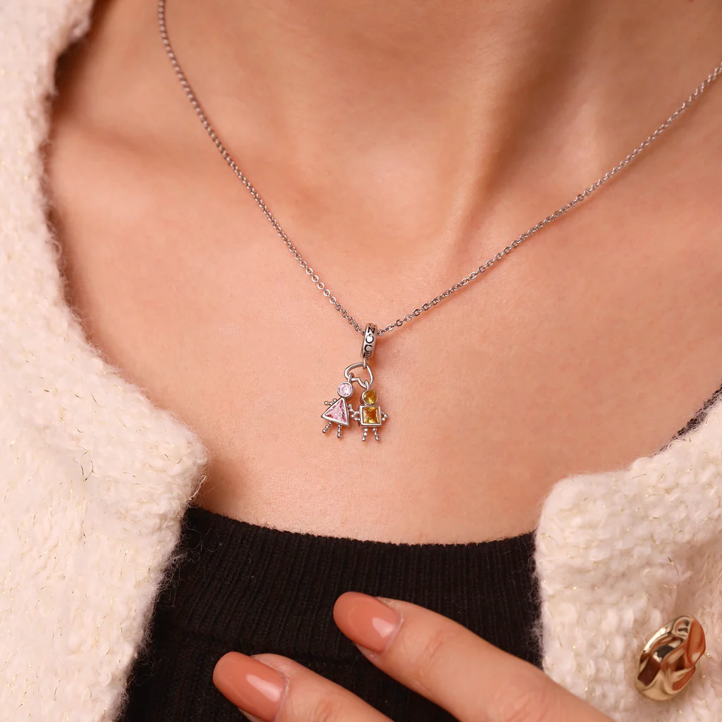 Gnoce Love Characters Birthstone Charm Platinum-plated Silver Blend - Image 6