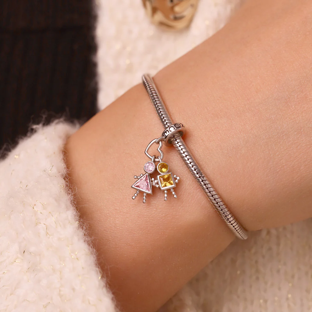 Gnoce Love Characters Birthstone Charm Platinum-plated Silver Blend - Image 7