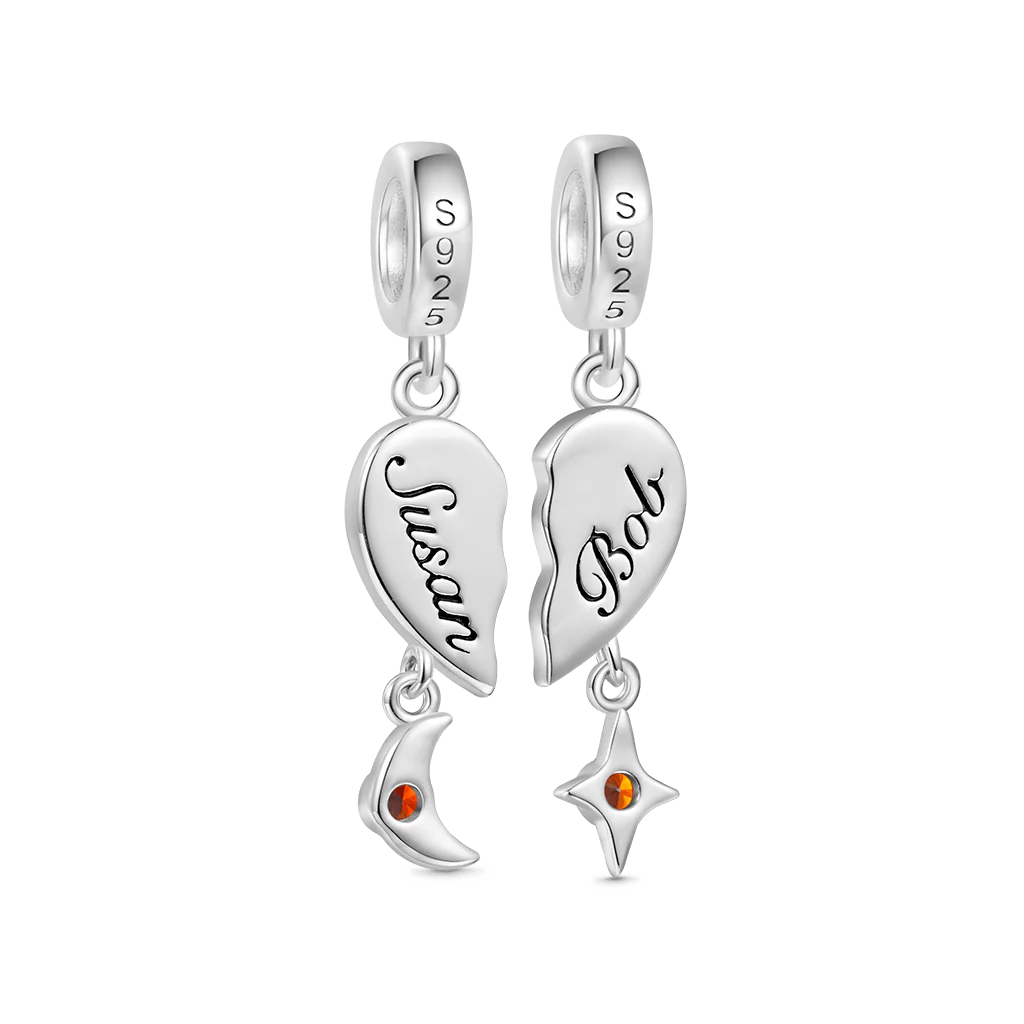 Gnoce Engravable Name Birthstone Double Charm Platinum-plated Silver Blend - Image 4
