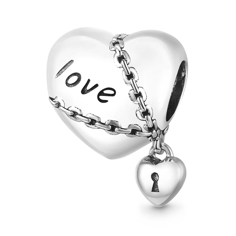"Love Forever" Hearts Charm Pendant 925 Sterling Silver