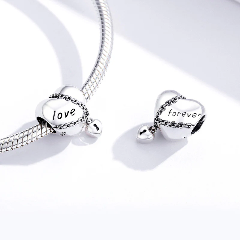 "Love Forever" Hearts Charm Pendant 925 Sterling Silver - Image 3