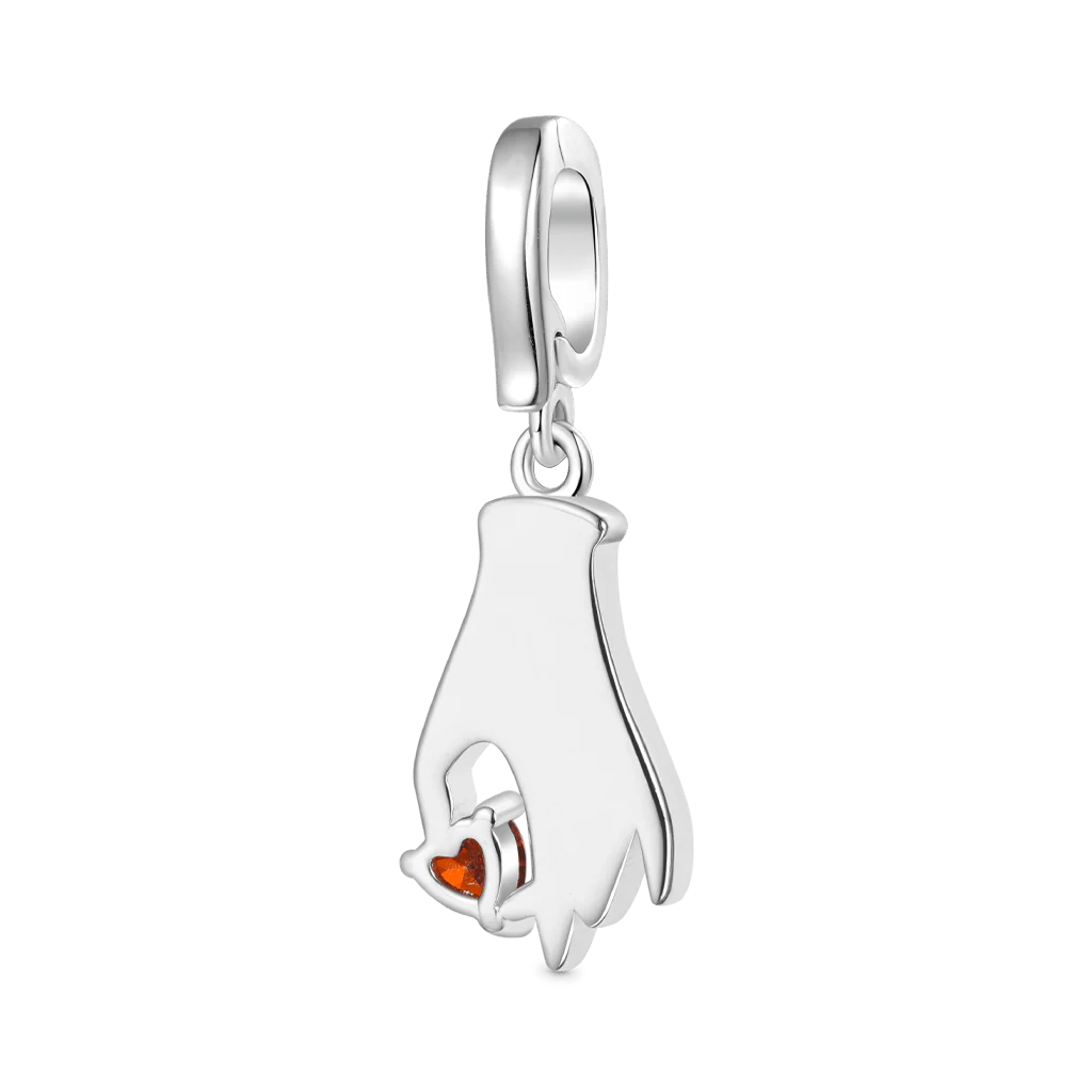 Gnoce Birthstone Love Gesture Clasp Clusters Charm Platinum-plated Silver Blend - Image 2