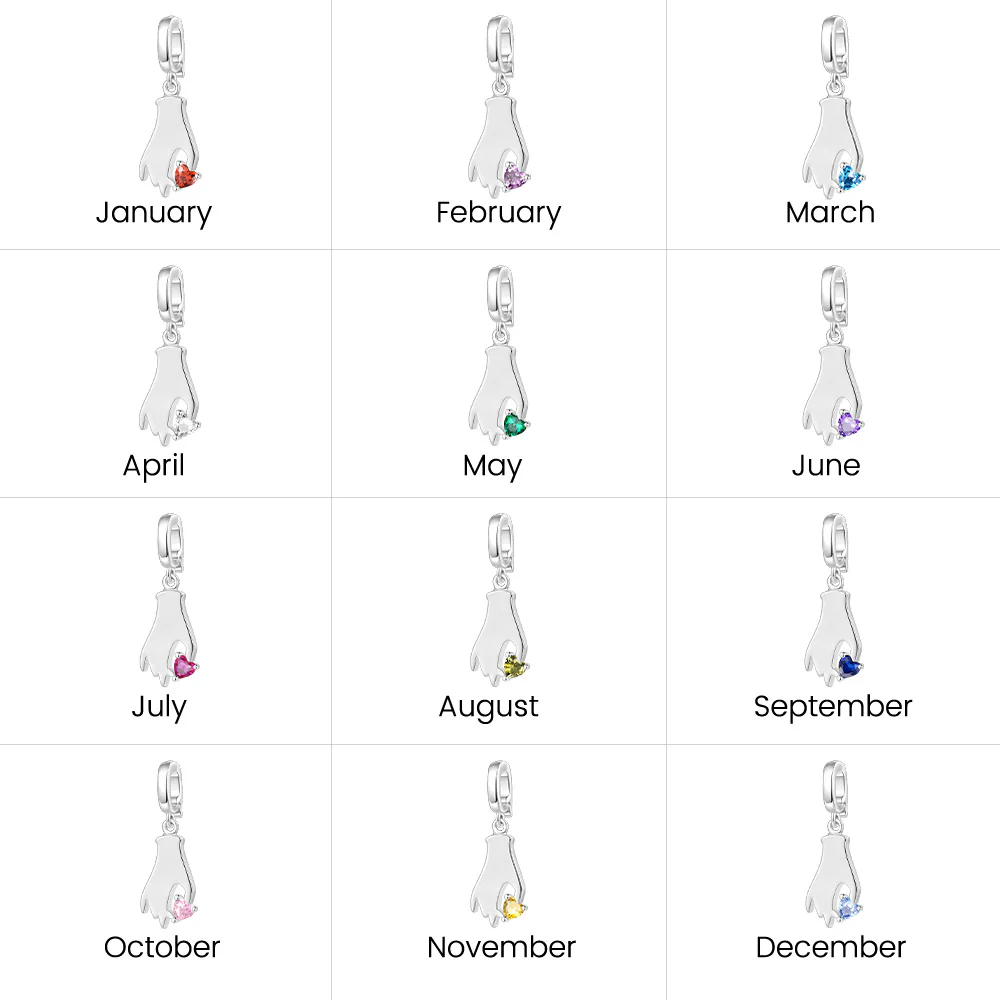 Gnoce Birthstone Love Gesture Clasp Clusters Charm Platinum-plated Silver Blend - Image 7