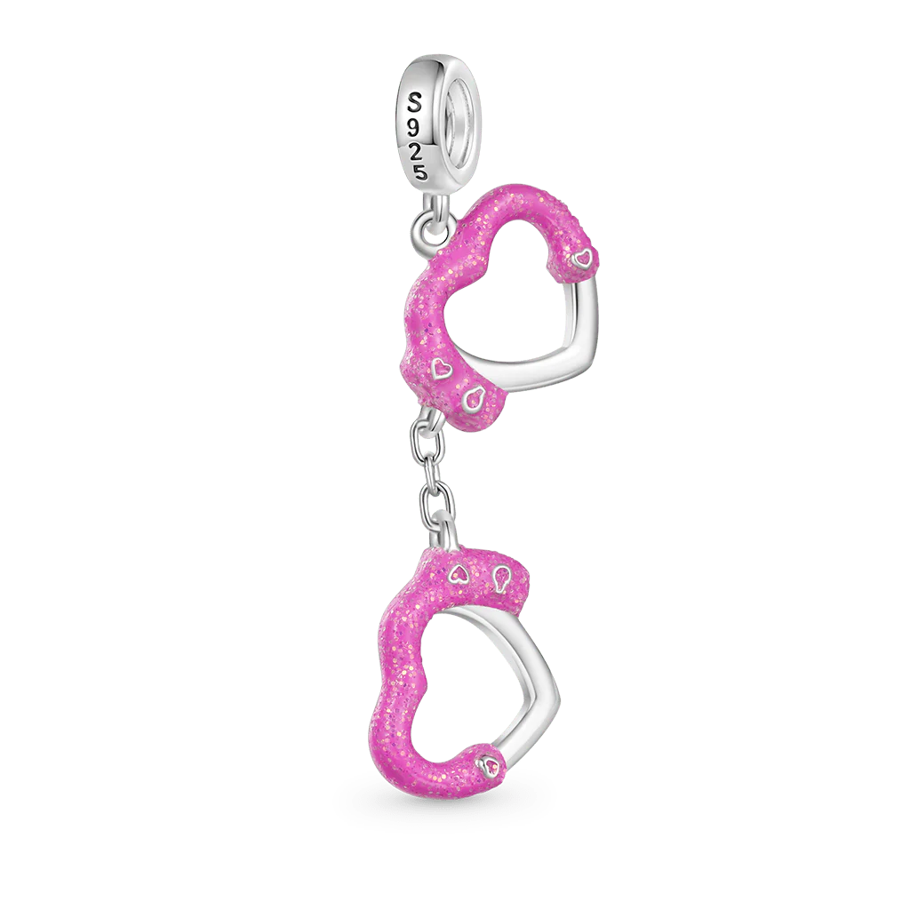 Gnoce Pink Love Handcuffs Charm Platinum-plated Silver Blend - Image 2