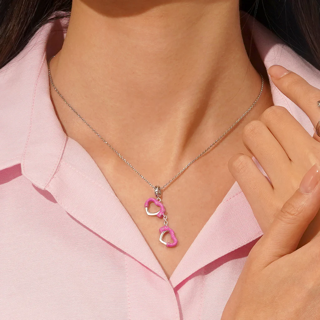 Gnoce Pink Love Handcuffs Charm Platinum-plated Silver Blend - Image 5