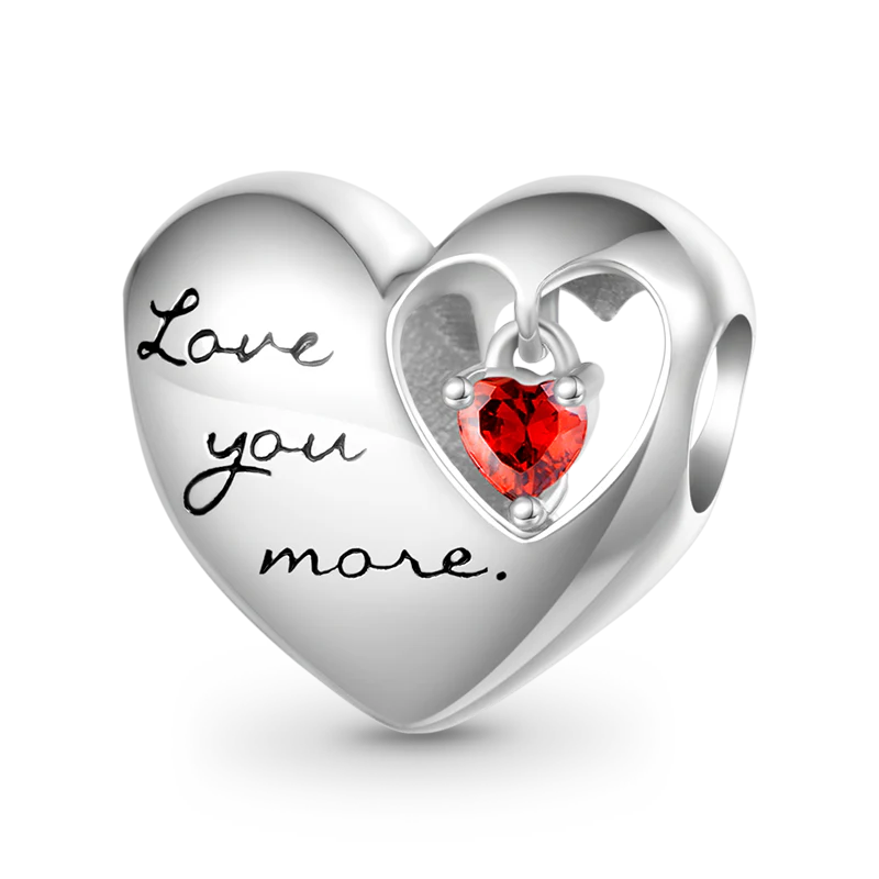Gnoce Love Heart Birthstone Personalized Charm