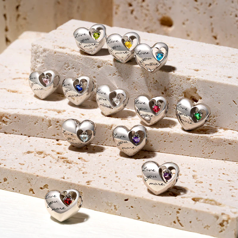 Gnoce Love Heart Birthstone Personalized Charm - Image 3