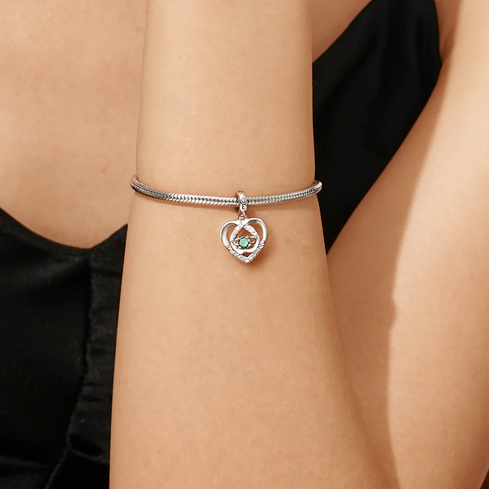Gnoce Love Heart Birthstone Personalized Pendant Dangle Charm - Image 5