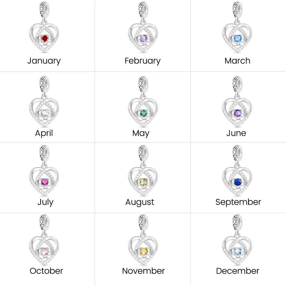 Gnoce Love Heart Birthstone Personalized Pendant Dangle Charm - Image 6