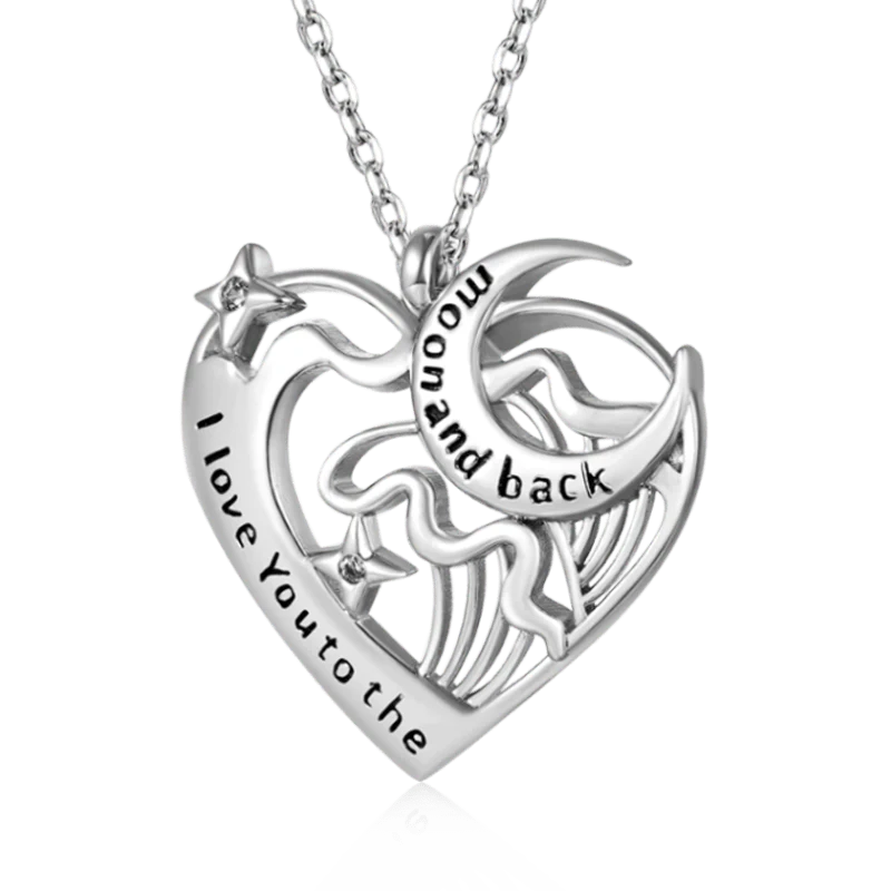 Gnoce Love Heart Moon Necklace Platinum-plated Silver Blend