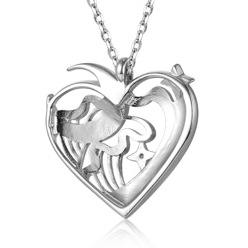 Gnoce Love Heart Moon Necklace Platinum-plated Silver Blend - Image 2