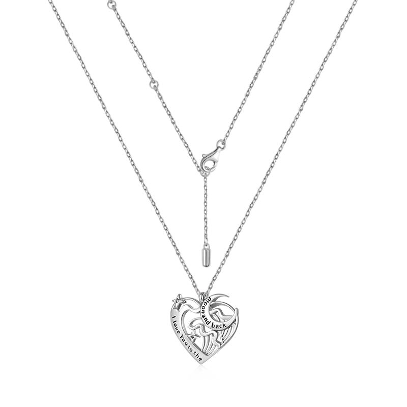 Gnoce Love Heart Moon Necklace Platinum-plated Silver Blend - Image 3