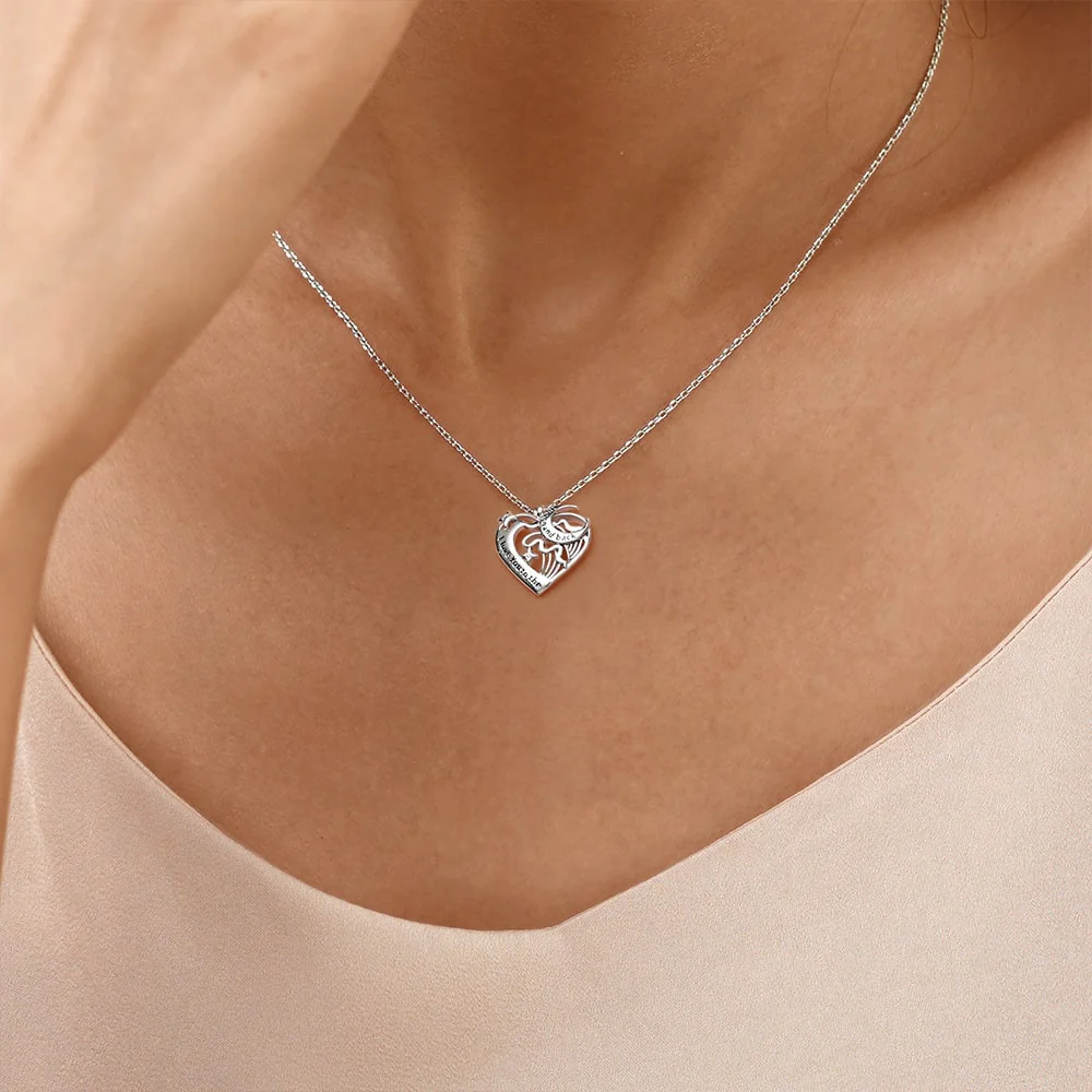 Gnoce Love Heart Moon Necklace Platinum-plated Silver Blend - Image 6