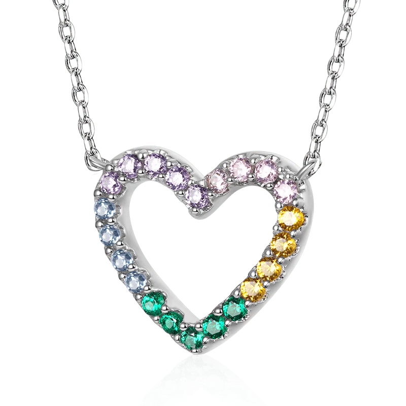Gnoce Sparkling Love Heart Necklace Platinum-plated Silver Blend