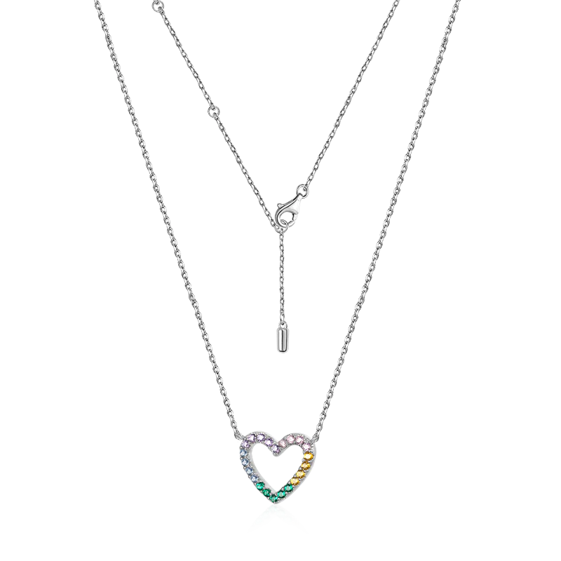 Gnoce Sparkling Love Heart Necklace Platinum-plated Silver Blend - Image 2