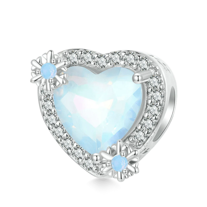 Gnoce Winter Love Heart Snowflake Charm
