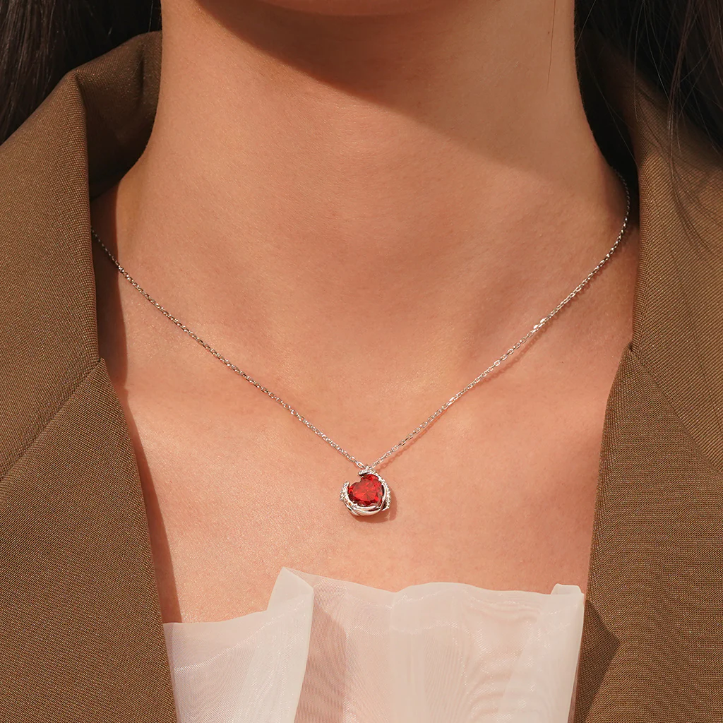 Gnoce Engravable Birthstone Love Heart Wings Necklace - Image 6
