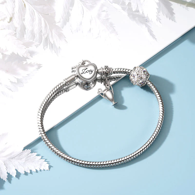 Gnoce Love Key Heart Engravable Basic Snake Chain Bracelet - Image 3