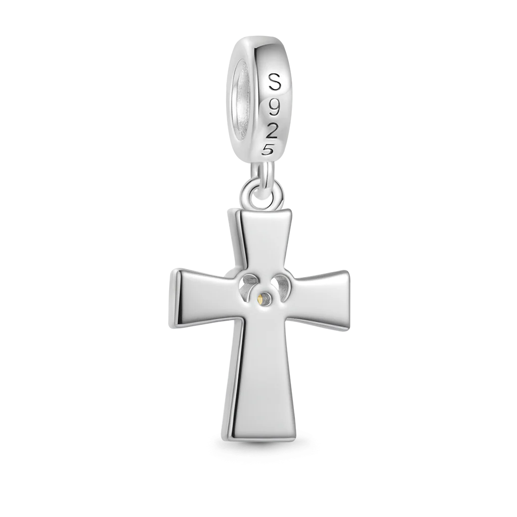 Gnoce Love Mom Cross Birthstone Charm Platinum-plated Silver Blend - Image 3