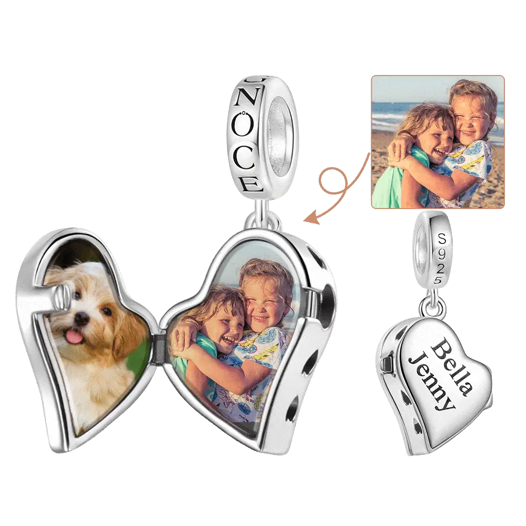 Gnoce Multiple Photo Locket Engravable Charm Platinum-plated Silver Blend - Image 3