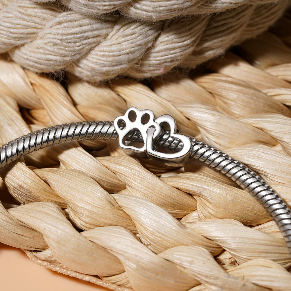 Gnoce Cute Love Pet Hollow Charm Platinum-plated Silver Blend - Image 3