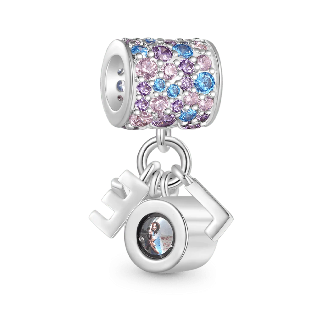 Gnoce LOVE Projection Personalized Photo Charm Platinum-plated Silver Blend - Image 2