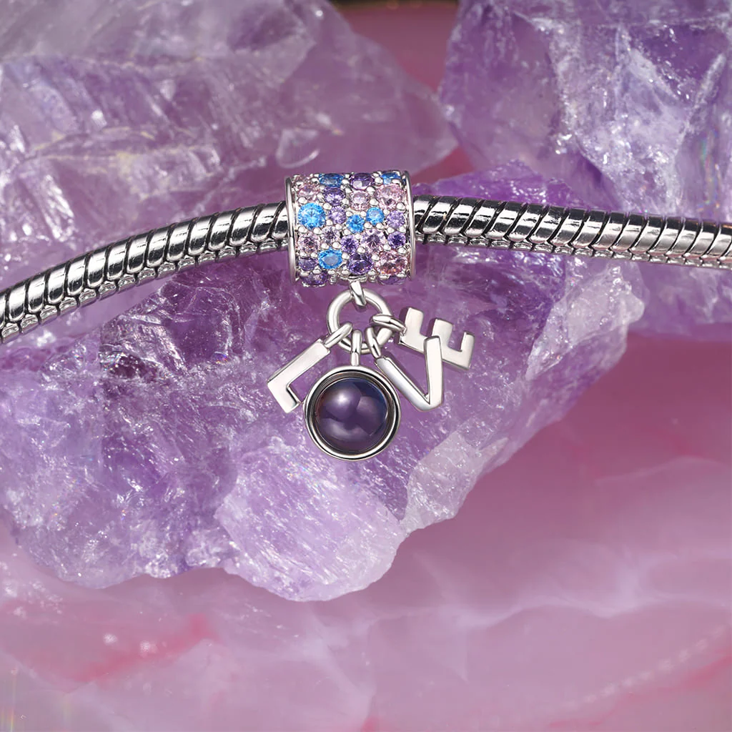 Gnoce LOVE Projection Personalized Photo Charm Platinum-plated Silver Blend - Image 3