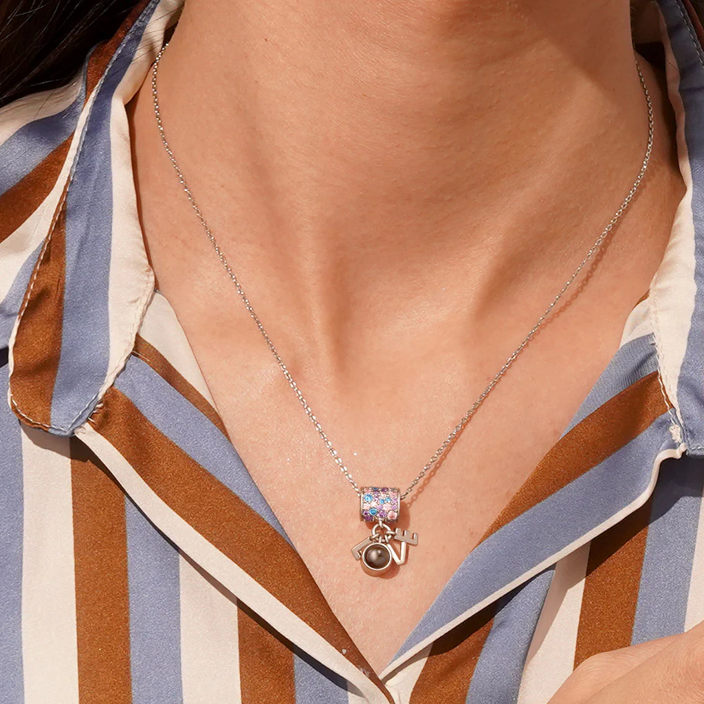 Gnoce LOVE Projection Personalized Photo Charm Platinum-plated Silver Blend - Image 4