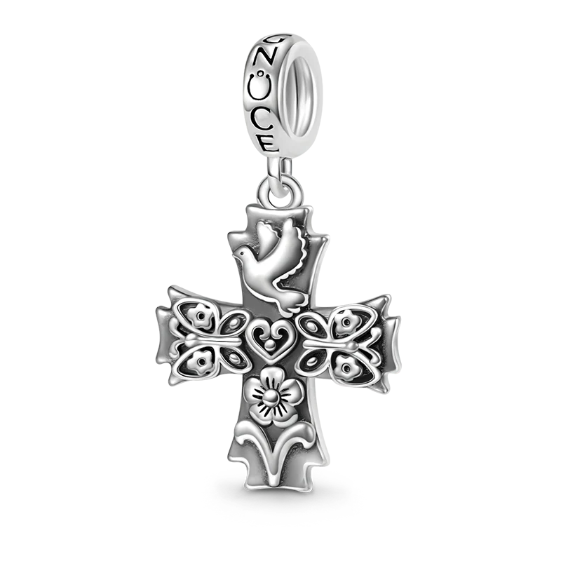 Gnoce Love Spring Cross Charm Platinum-plated Silver Blend