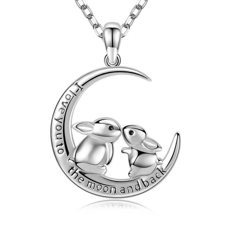 Gnoce Two Rabbits Necklace Platinum-plated Silver Blend