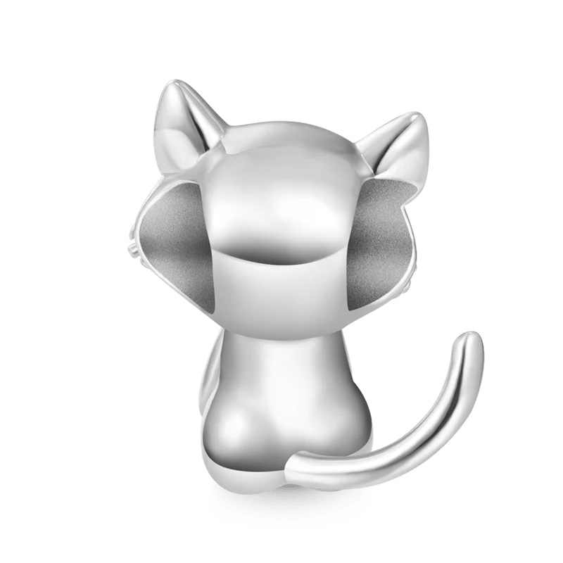 Gnoce Lovely Cat Embraces Heart Gem Charm Platinum-plated Silver Blend - Image 2