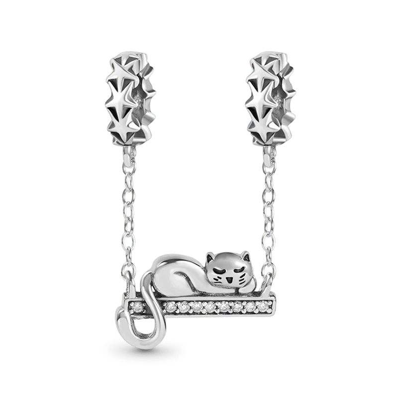 Lovely Cat Pendant Dangle Charm Sterling Silver