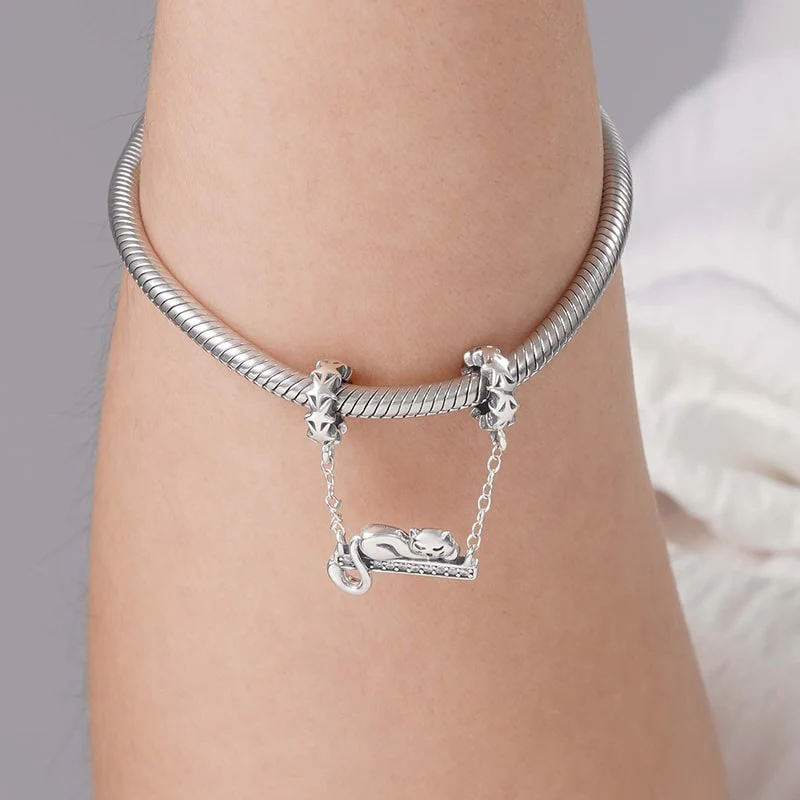 Lovely Cat Pendant Dangle Charm Sterling Silver - Image 3