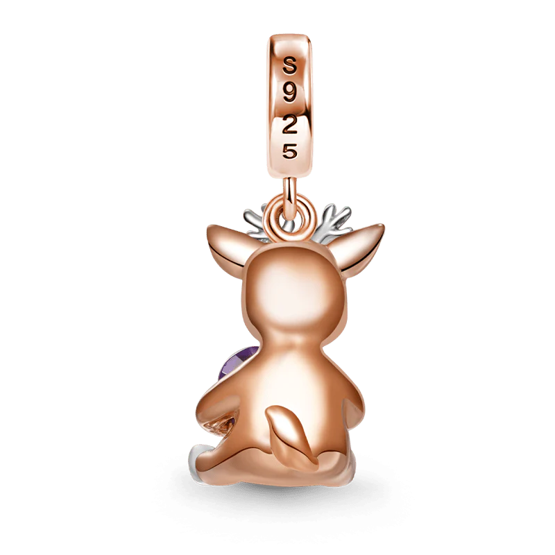Gnoce Lovely Deer Embraces Heart Gem Pendant Platinum-plated Silver Blend - Image 2