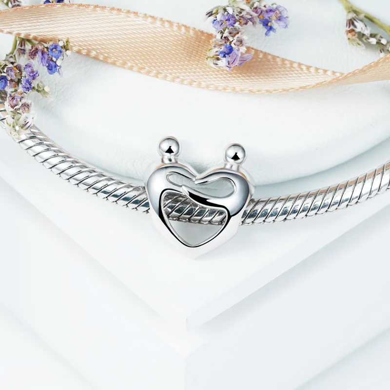 Lover Embraces Heart Charm Bead 925 Sterling Silver - Image 2