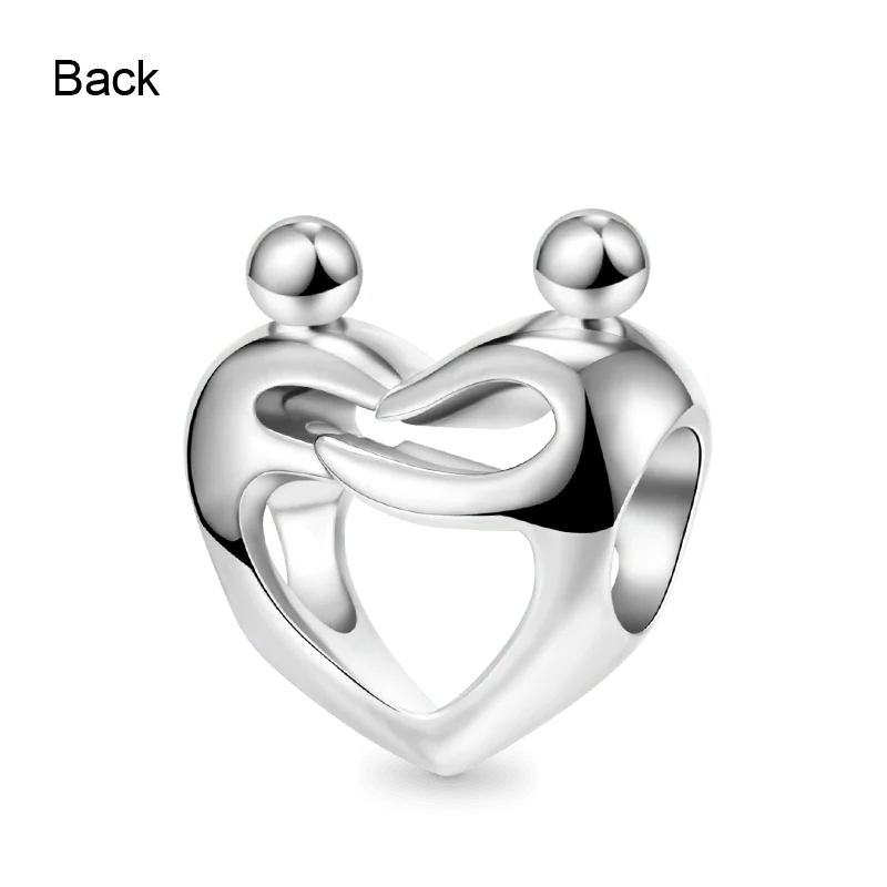 Lover Embraces Heart Charm Bead 925 Sterling Silver - Image 3